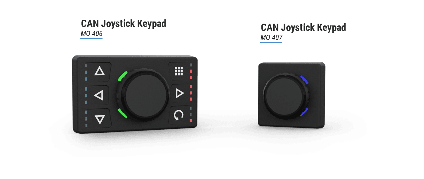 Makersan MO 406 CAN joystick keypad with rotary knob and quick-pick keys.